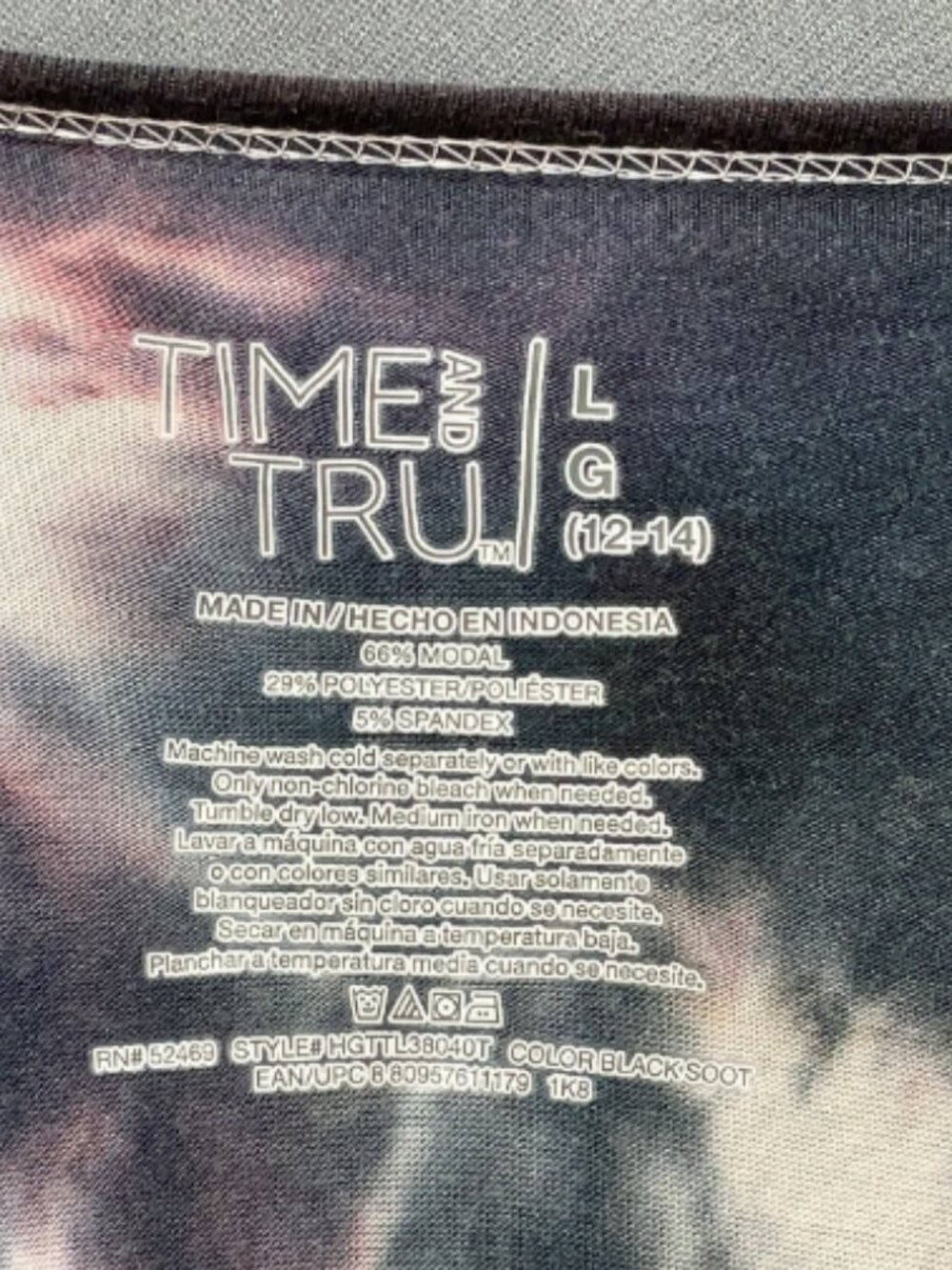 Time & Tru Long Sleeve V-Neck Tie Dye T-Shirt Size Large - Picture 4 of 4
